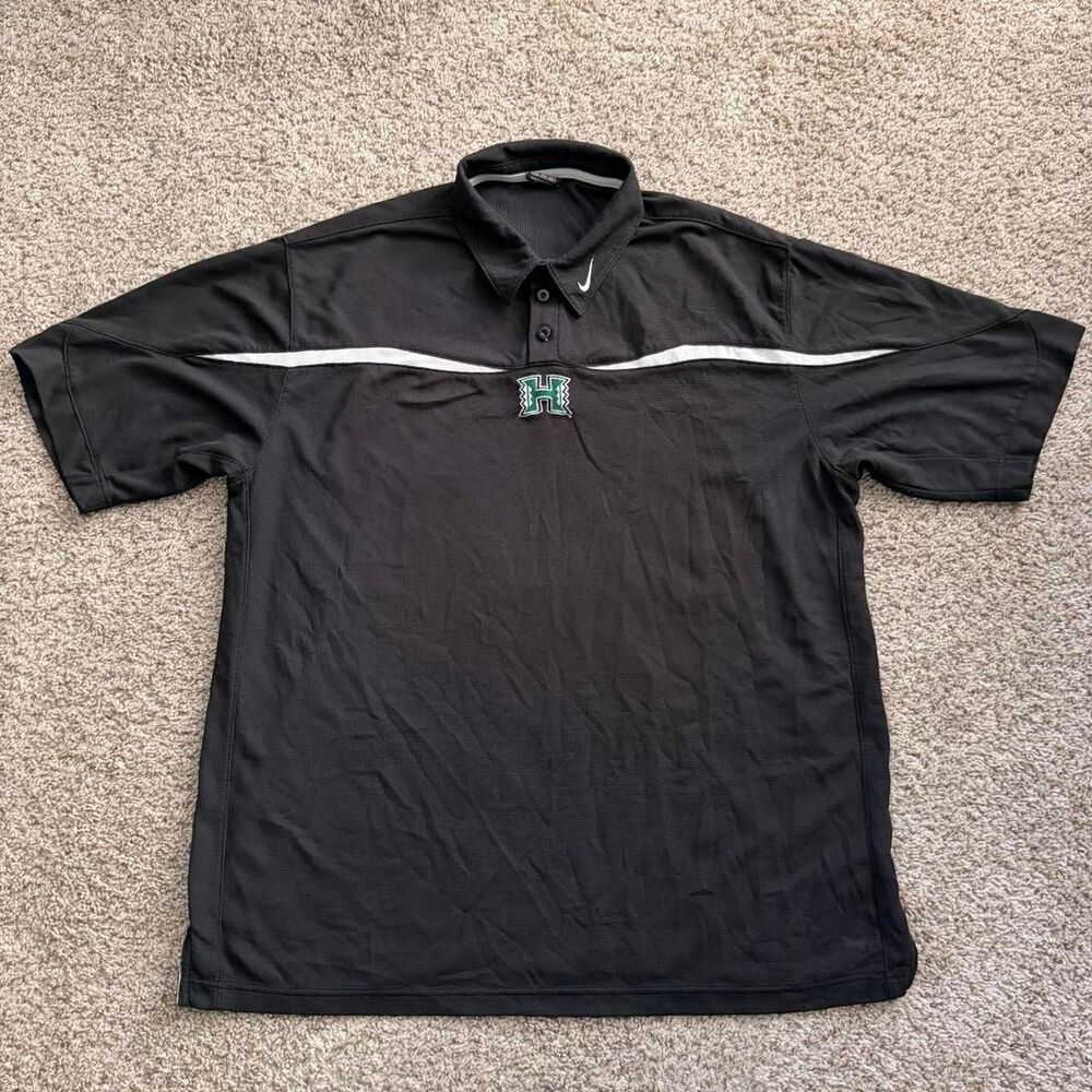Vintage Nike Team Hawaii Warriors Polo Shirt XXL Black Swoosh NCAA